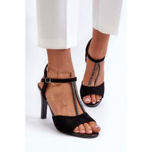 Women's high-heeled sandals with embellished straps Sergio Leone Black