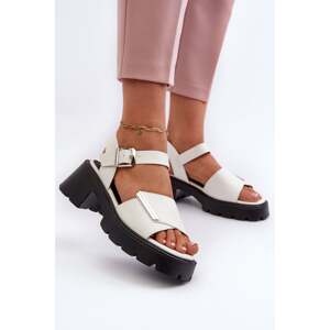 Women's eco-leather sandals with high heels and Vinceza White platform