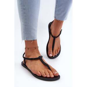 Women's flip-flop sandals with glitter Ipanema Class Brilha Fem Black
