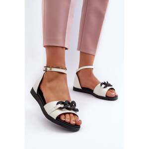 Women's Flat Sandals with Chain Vinceza White