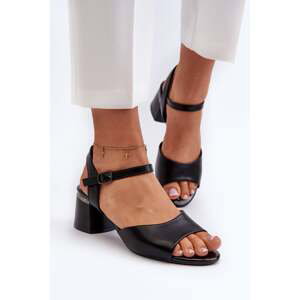 Women's low-heeled sandals made of eco leather Sergio Leone Black