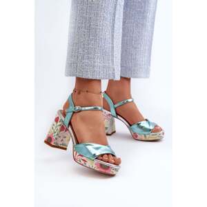 Women's Floral High Heeled Sandals D&A Blue