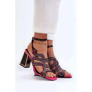 Embellished women's high-heeled sandals D&A Black