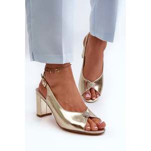 Elegant high-heeled sandals with gold Trasea embellishment