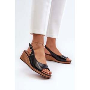 Women's Patented Wedge Sandals Sergio Leone Black