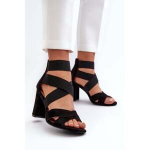 Women's high-heeled sandals with straps black Obissa