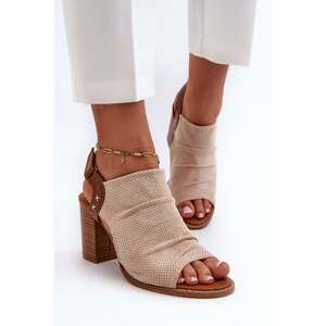 Women's openwork sandals with high heels beige Rosca