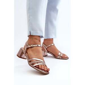 Women's low-heeled sandals made of eco leather Sergio Leone SK046 rose gold