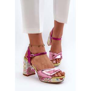 Women's Floral High Heeled Sandals D&A Pink