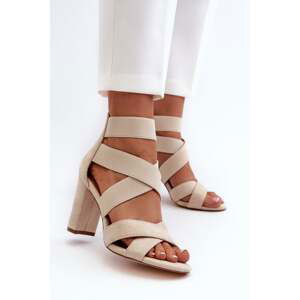 Women's High Heeled Sandals with Straps Beige Obissa