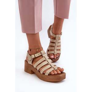 Zazoo Women's leather sandals, beige
