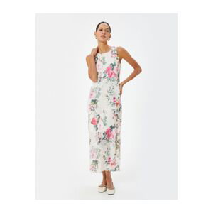 Koton Floral Long Dress Sleeveless Round Neck Lined