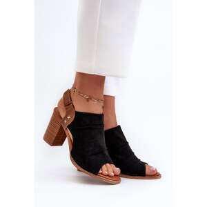 Women's openwork sandals with high heels black Rosca