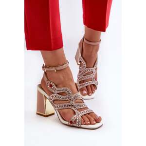 Embellished women's high-heeled sandals D&A Pink