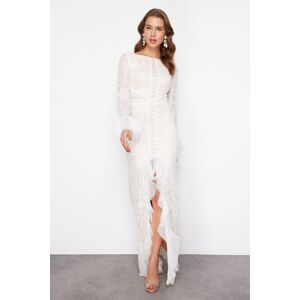 Trendyol Ecru Lace Woven Long Evening Dress