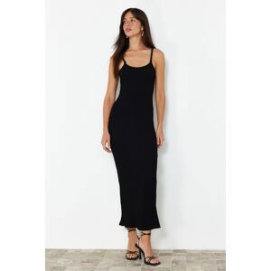 Trendyol Black Textured Plain Bodycone/Fit Strap Maxi Stretchy Knitted Pencil Dress