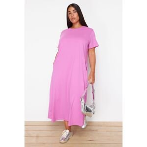 Trendyol Curve Dusty Rose Single Jersey Knitted Plus Size Dress