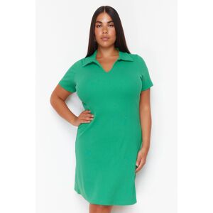 Trendyol Curve Green Polo Neck Mini Knitted Dress