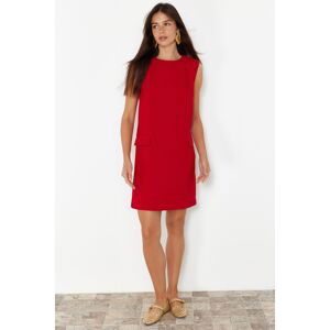 Trendyol Red Straight Cut Sleeveless Mini Woven Dress