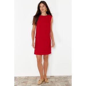 Trendyol Red Straight Cut Sleeveless Mini Woven Dress