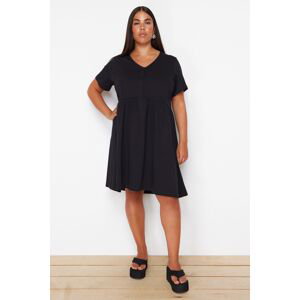 Trendyol Curve Black More Sustainable Drawstring Detailed Mini Knitted Dress