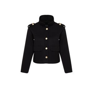 Trendyol Black Regular Gold Button Detailed Jacket Coat