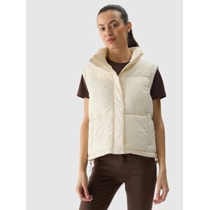 Women's down vest with 4F synthetic down filling - beige