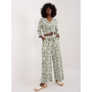 Khaki - white wide trousers in summer patterns SUBLEVEL