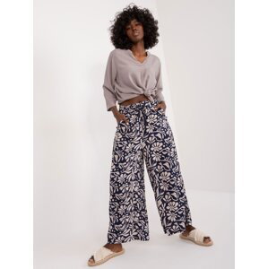 Dark blue and beige women's summer trousers SUBLEVEL