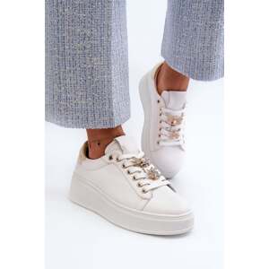 Women's leather platform sneakers with D&A White studs