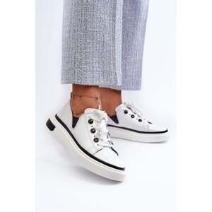 Patent leather women's sneakers D&A White