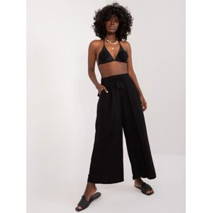 Black loose palazzo trousers with elastic waistband SUBLEVEL