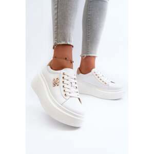 Women's leather platform sneakers, white Pernalia