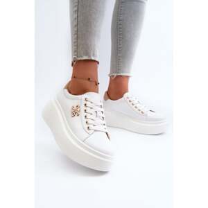 Women's leather platform sneakers, white Pernalia