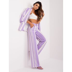 Purple and ecru elegant pants with print