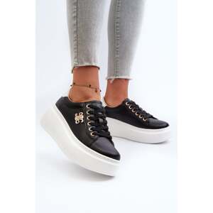 Women's leather platform sneakers Black Pernalia