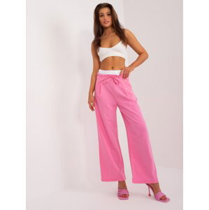 Pink fabric trousers with ties