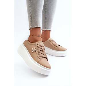 Women's leather platform sneakers brown Pernalia