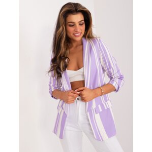 Purple and ecru striped women's blazer