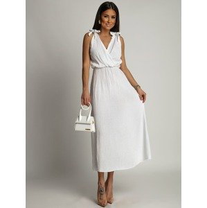 White muslin summer dress with a clutch neckline