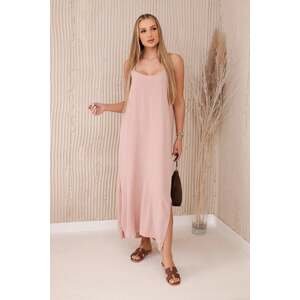 Long summer dress with straps, powder pink