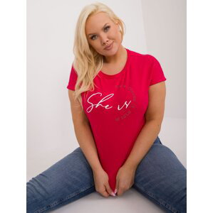 Red women's plus size T-shirt with inscription