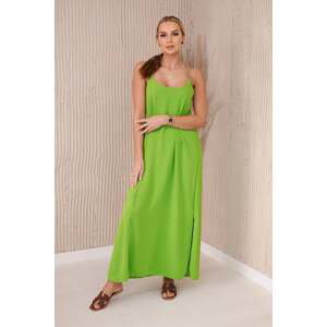 Long summer dress with straps, light green