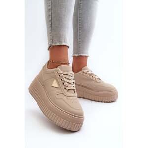 Beige Christin women's sneakers made of eco leather on a massive platform