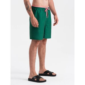 Ombre Men's two-tone ribbed swim shorts - dark green