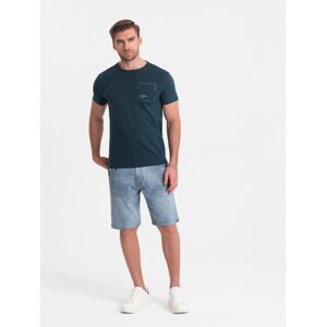 Ombre Men's denim short shorts with subtle washes - light blue