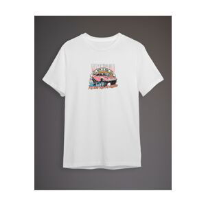 Trendyol White Car Printed Regular Cut T-shirt