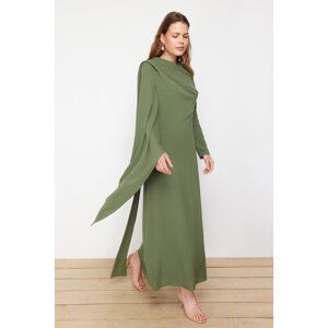 Trendyol Khaki Shawl Detailed Evening Dress