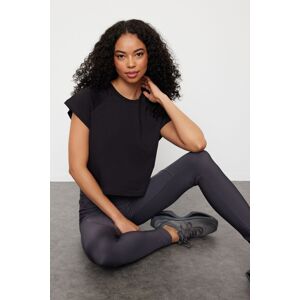 Trendyol Black Crop Crew Neck Knitted Sports T-Shirt