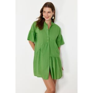 Trendyol Green Wide Fit Mini Woven Ruffle Beach Dress